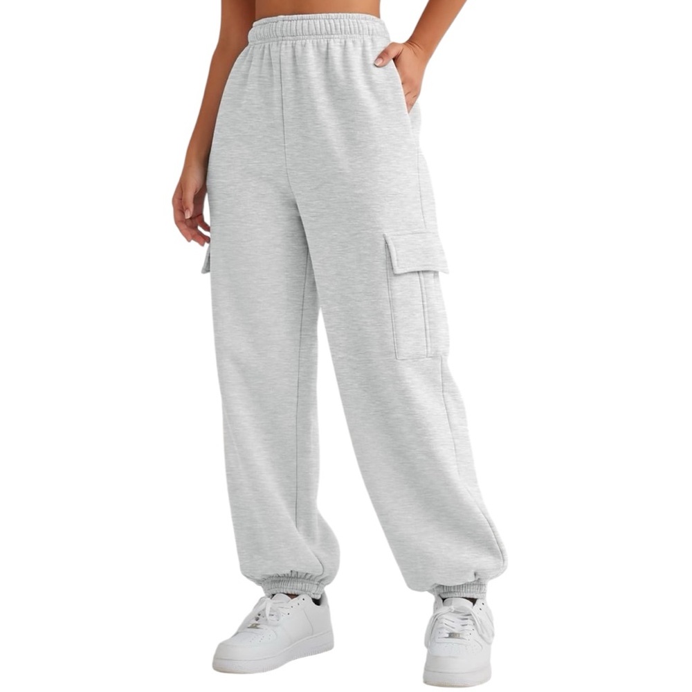 High Waisted Cargo Sweatpants Womens Gray Oversized Joggers Drawstring Amazon